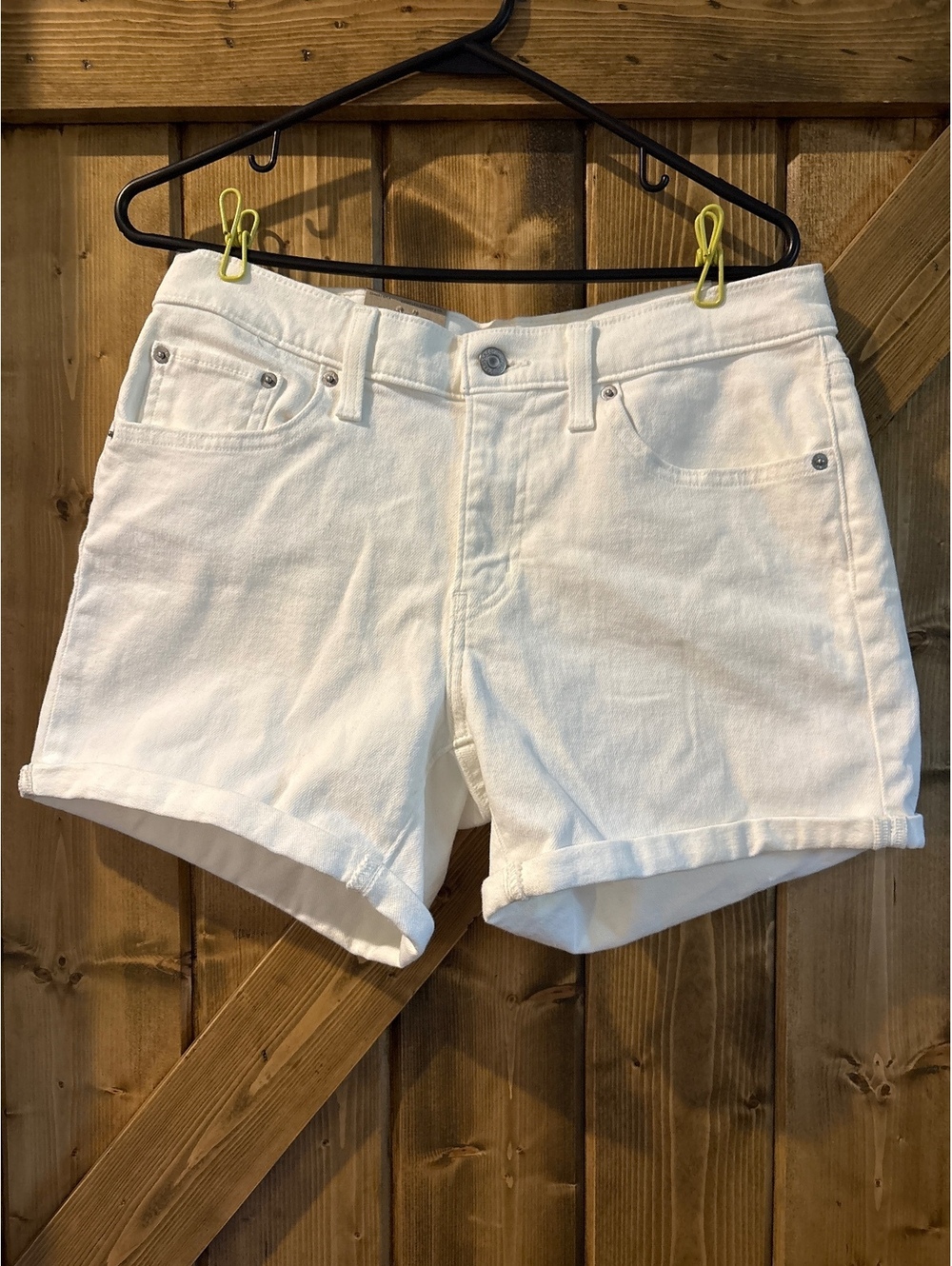 Levi's Women's Mid-Length Jean Shorts, White, 30 NEW